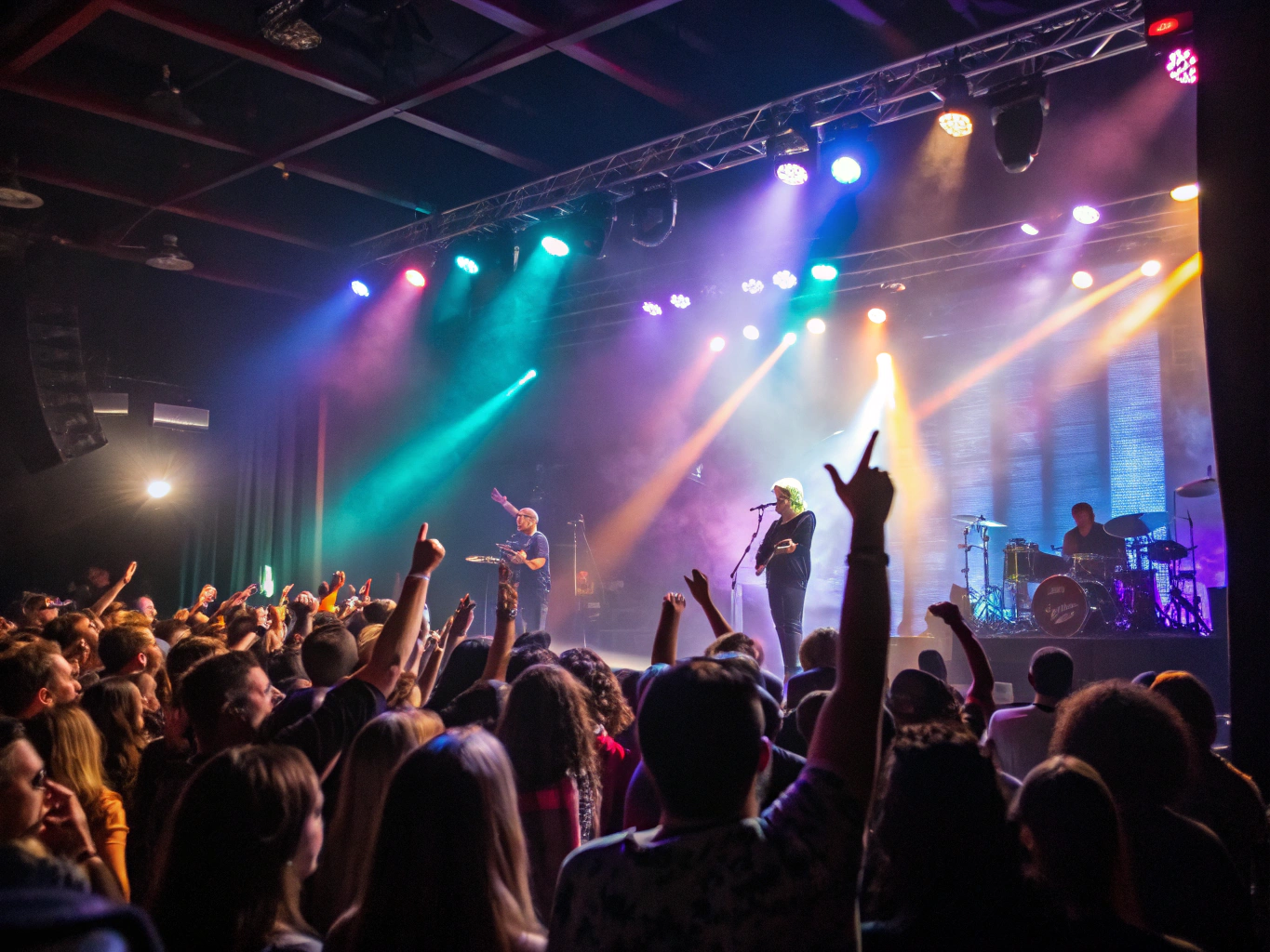 Canlı sahne performansı ve konser dinleyici enerjisi